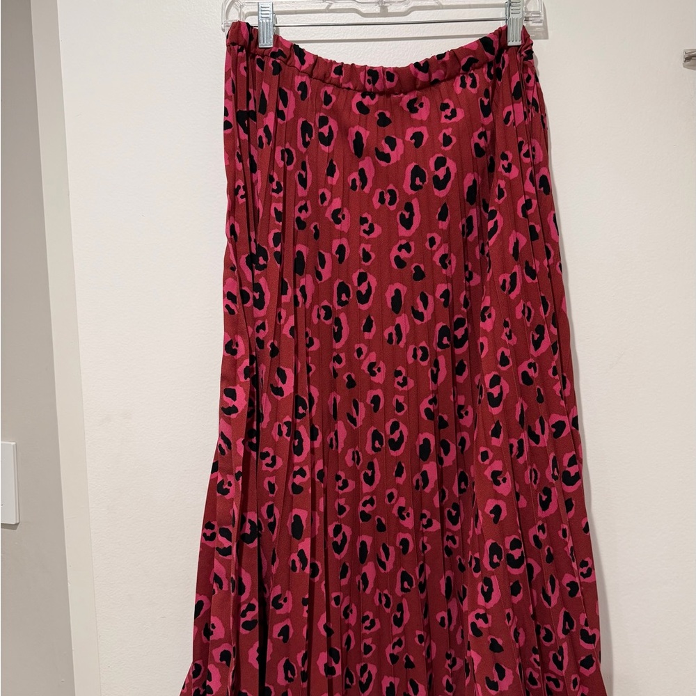 Halogen Vibrant Pink Leopard Midi Skirt